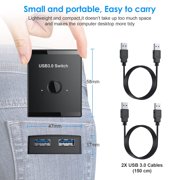 USB 3.0 Switch, Bi-Directional USB Switch 2 in 1 Out / 1 in 2 Out, USB Switcher 2 Computers Share Keyboard Mouse Scanner Printer, USB KVM Switch Compatible with Mac/Windows/Linux