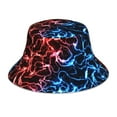 thumbnail image 3 of Daiia Red And Blue Lightning Pattern Bucket Hat - Trendy Cotton Sun Hat for Beach, Golf, Fishing - Fun Outdoor Vacation Boonie for Men and Women, 3 of 9