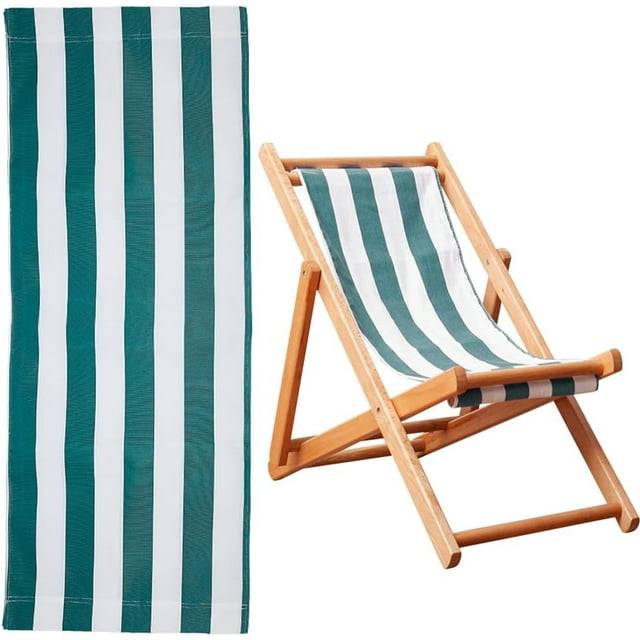 Tela de repuesto para silla de playa, 115 cm x 43,5 cm. Tela de repuesto para silla de playa, rayas verdes y blancas. Lona de repuesto para silla de salón.