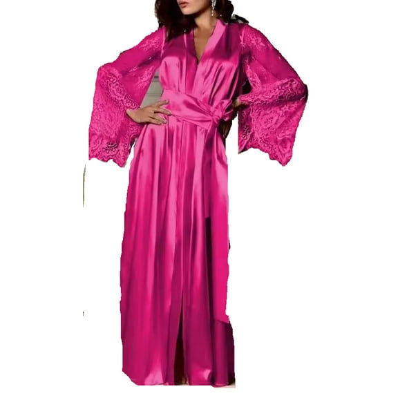 Healthy Diversions Ladies Faux Ice Silk Plus Size Nightgown Night Wears Women Sleepwear Night Gown (Pink, Medium)