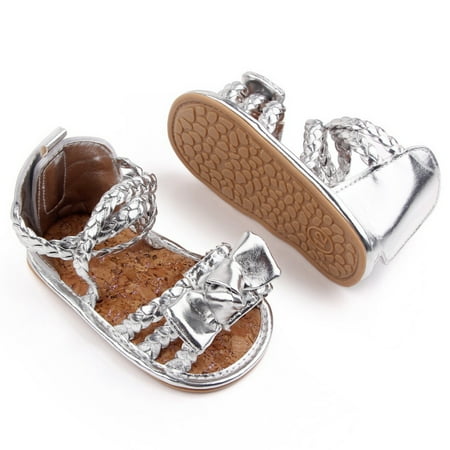 

Toddler Girls Summer Bowknot Sandals Baby Soft Sole Flat Shoes Pre-Walking Shoes