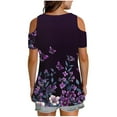 thumbnail image 5 of Womens Cold Shoulder Tunic Tops with Prints Short Sleeve V Neck Graphic Tees Summer Fashion Tshirts (XL, Purple), 5 of 6