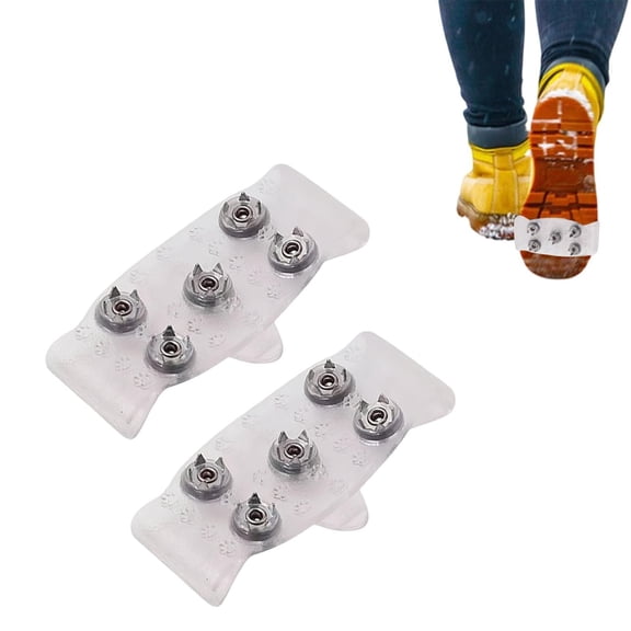 Ice Cleats,Crampons for Shoes & Boots,5-Claw Outdoor Anti-S Shoe Covers,Anti-Slip for Hiking,Snow Walking,Climbing,Jogging,Fishing(White)