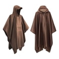 thumbnail image 1 of 3 en 1 Mujeres Hombres Chubasquero con capucha Turismo Camping Cubierta de lluvia Poncho (Marrón), 1 of 5