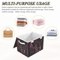 thumbnail image 6 of Yayeee Collapsible Cube Storage Bin with Lid Fabric Closet Decorative Basket with Handles, Dark Purple Floral Pattern, 6 of 7