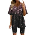 thumbnail image 2 of Ensembles de Gym pour Femmes 2 Pcs Mode Féminine Blouse à Col en V Manches Courtes Hauts Shorts Ensemble Décontracté Ensembles d'Entraînement pour Femmes en Liquidation, 2 of 4