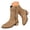 Khaki, variant on Suede Cowboy Boots for Women Braided Lace up Fringe Mid Calf Western Riding Boots Stacked Heel Booties