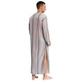 thumbnail image 5 of Mufeng Men's Thobe Muslim Loose Fit Stripe Robe Islamic Robe Multicolor Arabic Thobe with Pocket Grey XXL, 5 of 6