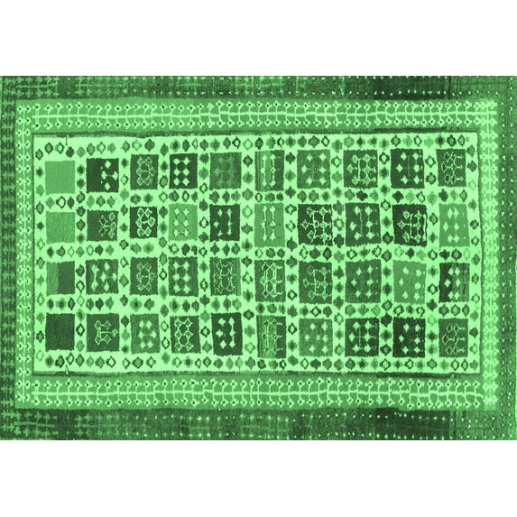 Ahgly Company Indoor Rectangle Abstract Emerald Green Modern Area Rugs, 6' x 9'