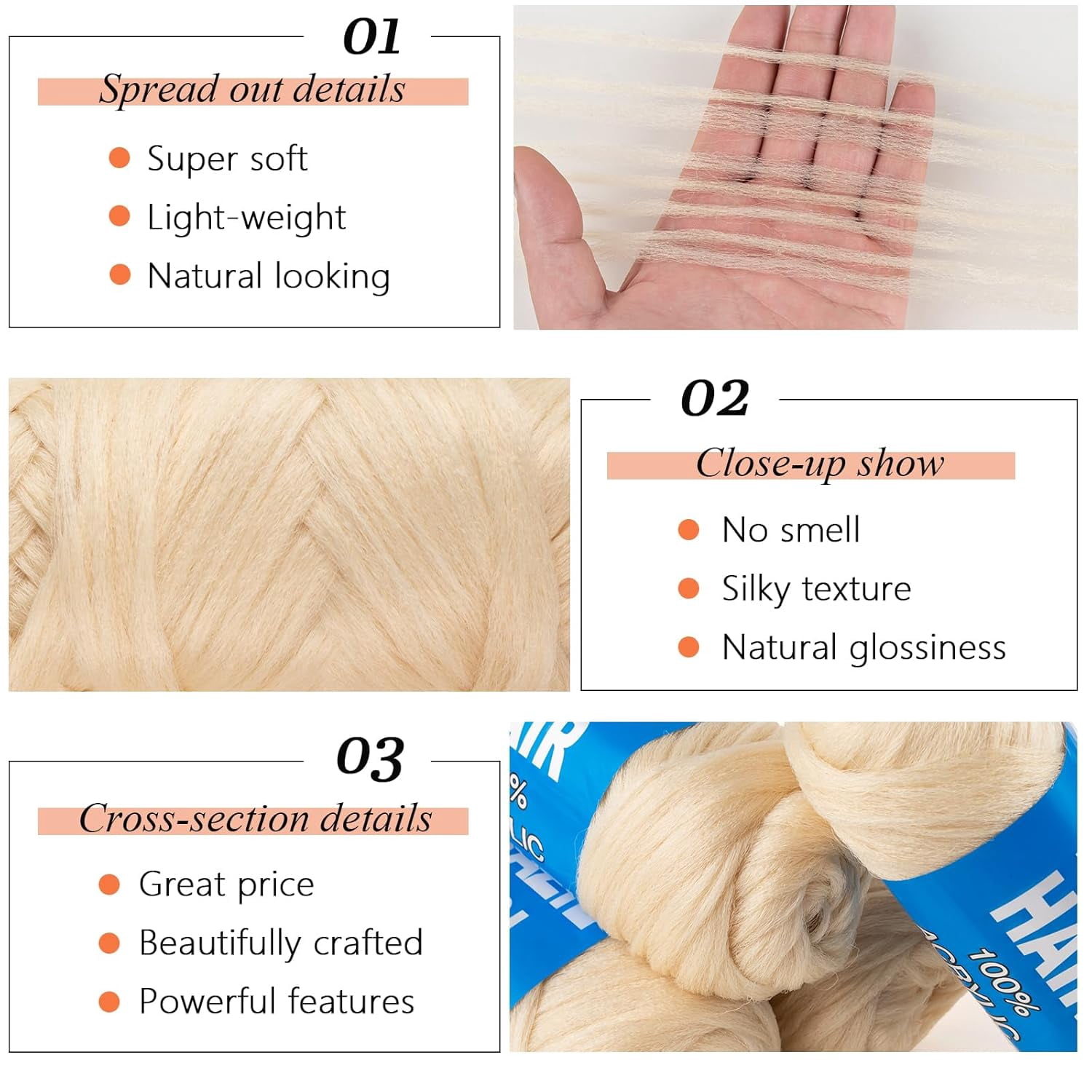 2/4/8 Rolls Brazilian Wool Hair for Braiding Acrylic Hand Knitting Wool Yarn for Soft Locs Crochet Hair Jumbo Braids Twist Braiding Hair Extensions