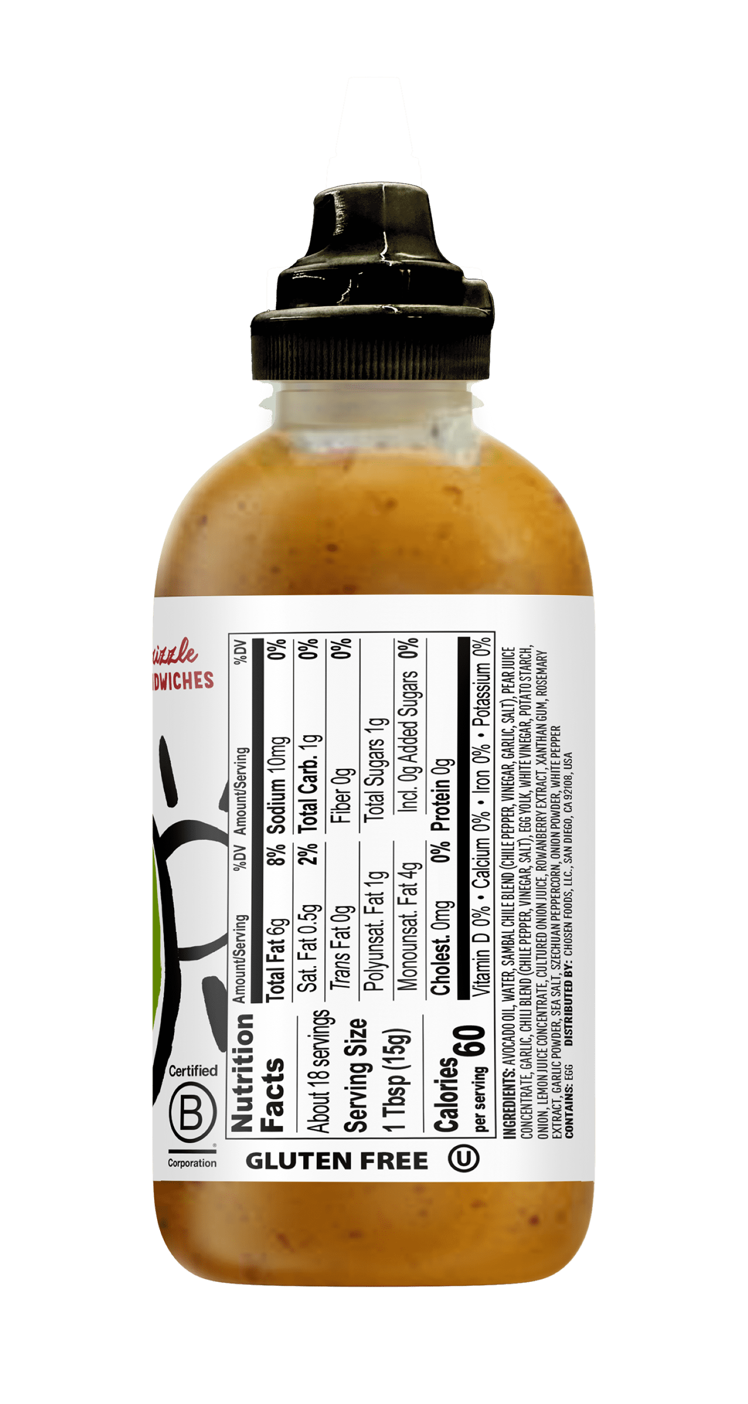Chosen Foods Creamy Chili Sauce Made with 100% pure avocado Oil 9 fl oz