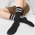 thumbnail image 3 of 10 Pairs Women's Athletic Striped Crew Socks, Men's Athletic Round Neck Socks Cotton Stripe Socks Full Sole Cushion, 3 of 7