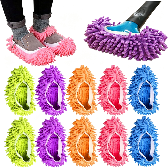 NORIZF 10Pcs Mop Slippers for Floor Cleaning Washable Shoes Cover Soft Microfiber Dust Mops Mop Socks Reusable for Women Men Kids Foot Dust Hair Cleaners Sweeping House Office Bathroom Kitchen