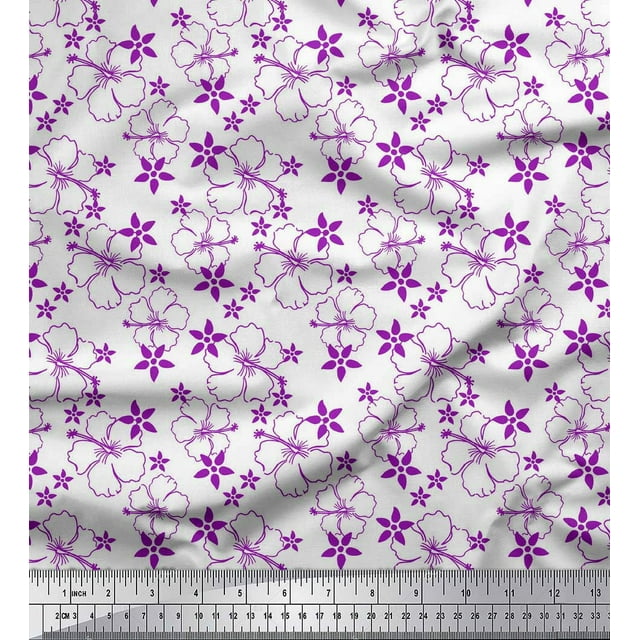 Soimoi polyester Crepe Fabric Artistic Floral Printed Craft Fabric by the Yard 42 Inch Wide