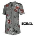 thumbnail image 4 of Blusa de gasa para mujer, cuello en V, manga corta, blusas con estampado floral, 4 of 5
