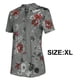 thumbnail image 4 of Blusa de gasa para mujer, cuello en V, manga corta, blusas con estampado floral, 4 of 5