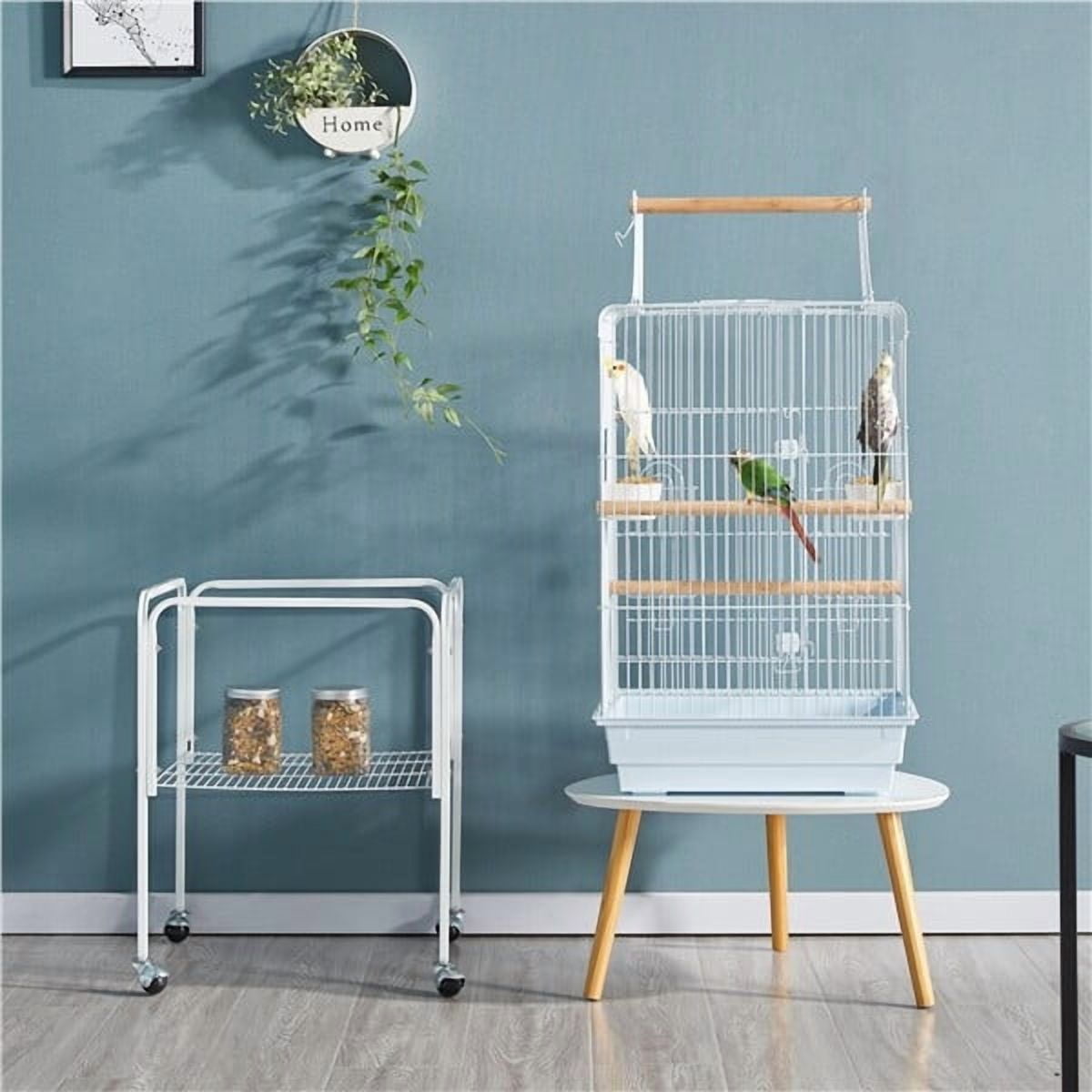 LINJH 47-inch Play Open Top Bird Cage for Cockatiel Conure w/ Detachable Rolling Stand