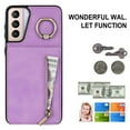 thumbnail image 2 of Nalacover for Samsung S21, Wallet with RFID Credit Card Holder and Zipper Pocket,Drop Protection Flip Cover Ring Holder Kickstand with Double Magnetic Clasp for Samsung Galaxy S21, Purple, 2 of 10