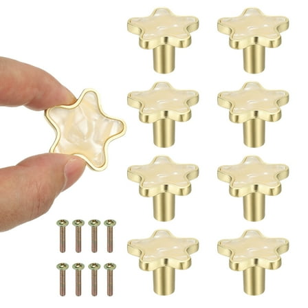 8 Pcs Star Shaped Cabinet Knobs, Bathroom Dresser Knobs Kitchen Drawer Pulls for Wadrobe Cupboard Door Hardware Shell