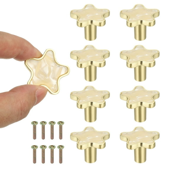 8 Pcs Star Shaped Cabinet Knobs, Bathroom Dresser Knobs Kitchen Drawer Pulls for Wadrobe Cupboard Door Hardware Shell