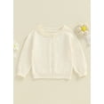 thumbnail image 4 of Hirigin Toddler Baby Girl Fall Winter Knit Sweater 6 9 12 Months 2T 3T Long Sleeve Solid Color Button Up Knitwear Cardigan Coat, 4 of 8