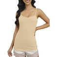 thumbnail image 6 of Charmo Womens 3-packs Cotton Scoop Neck Tank Tops Adjustable Spaghetti Strap Undershirts with Shelf Bra, 6 of 10