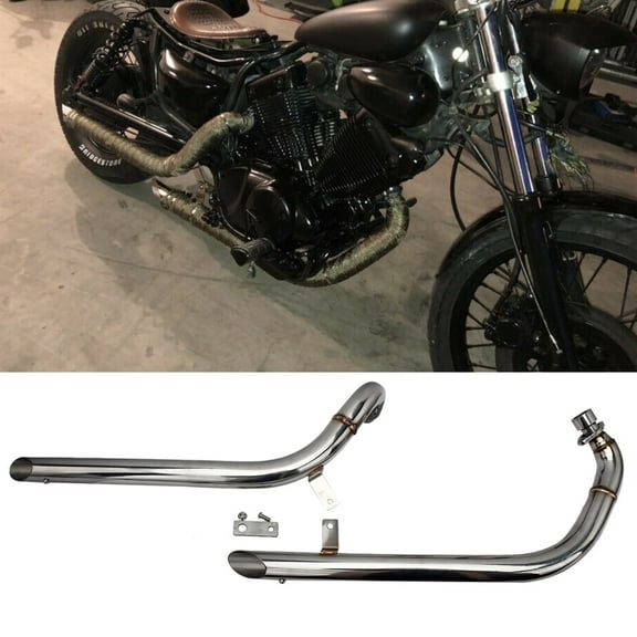Stainless Steel Muffler Exhaust Pipe for Yamaha Virago Drag XV535 XV400 1987-2004 88 89 90 91 92 93 94 95 96 97 98 99 00 2000 2001 2002 2003