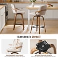 thumbnail image 6 of CDCASA Swivel Bar Stools Set of 2, 26 Inch Counter Height Bar Stools with High Backrest, Linen Wood Upholstered Modern Barstools for Kitchen Counter, Beige, 6 of 10
