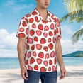 thumbnail image 3 of Sikiie Hand Drawn Strawberry Print Men's Hawaiian Shirt, Summer Beach Button Pocket Short Sleeve T-Shirt,X-Large, 3 of 7