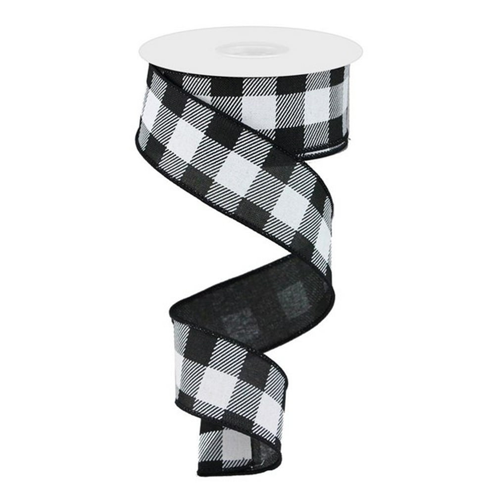 1.5" Black and White Checked Plad Wired Edge RibbonBuffalo Check1.5" x 10 ydsTR7220902