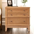 thumbnail image 2 of Modern Wood Chest of 3 Drawer, Flute Molding Dressers with Splayed Bracket Feet ,Farmhouse Wood Storage Cabinet with a Felt-lined Hidden Space for Living Room, Hallway and Entryway,Natural, 2 of 6