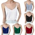 thumbnail image 3 of DuoJiaJ Womens Satin Camisole, V Neck Sleeveless Silk Summer Tank Top Red XXL, 3 of 7