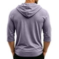 thumbnail image 4 of VxararlMens Lightweight Hoodies Pullover V Neck 3/4 Lenth Sleeve Drawstring Hoodie Top Casual Solid Daily Sweatshirts Light Purple L, 4 of 6