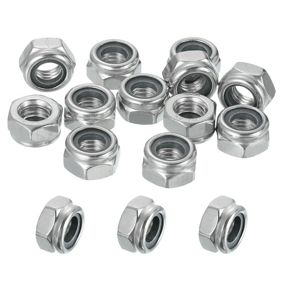 15 Pcs M8x1.25mm Lock Nuts, 304 Stainless Steel Nylon Insert Self-Locking Nut