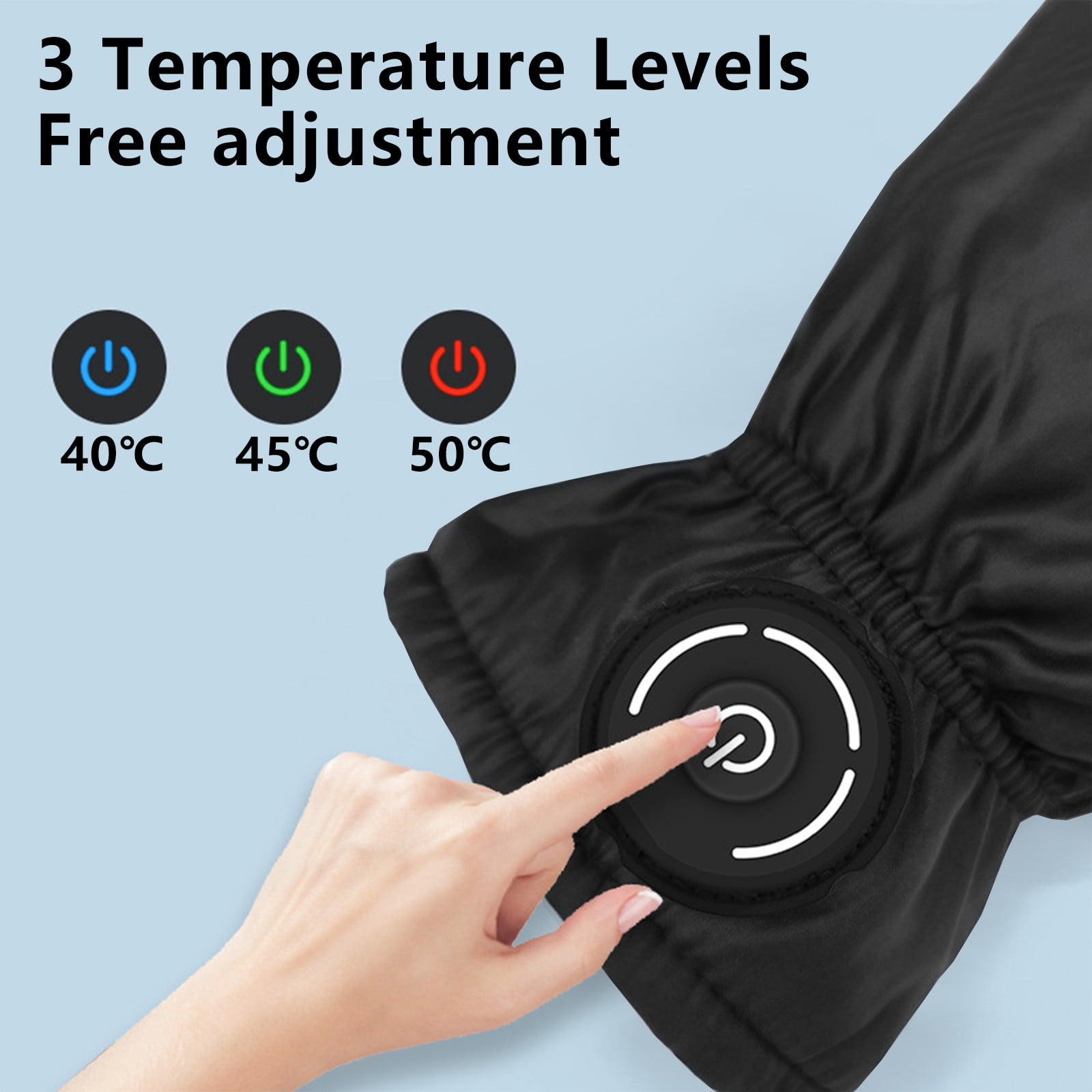 Heated Mittens for Winter - 3-Speed Temperature Control, Waterproof Touchscreen Gloves, Rechargeable Battery, Outdoor Cycling/Skiing Warm Gloves (1 Pair)