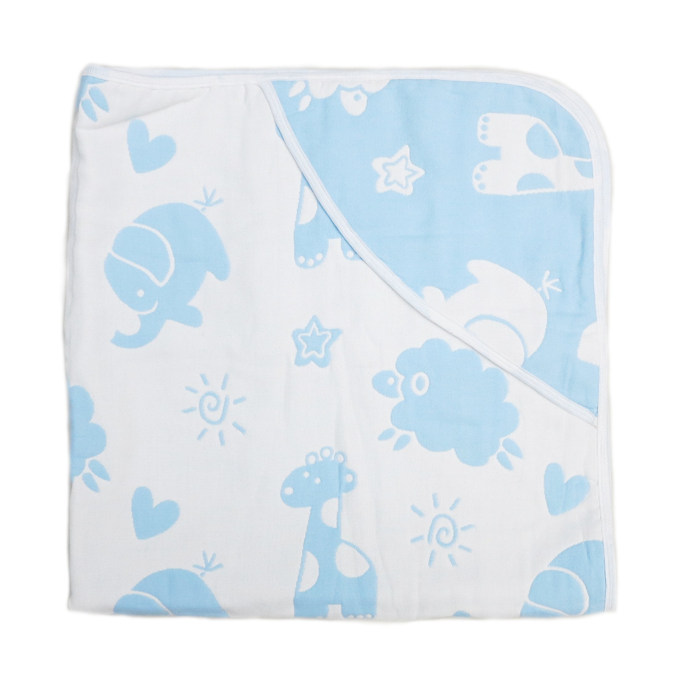 Wenchoice Blue Animal Print Cotton Lightweight Baby Blanket 32X32 Girl