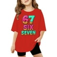 thumbnail image 4 of Afdoent Girls Graphic Printed 67 Funny Number Short Sleeve T Shirt Casual Comfortable Blended Tee For Everyday Play And School Outfits 3-4 Years, 4 of 4