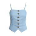 thumbnail image 5 of BUIGTTKLOP Womens Cotton Linen Cami Suit Vest Dressy Casual Button down Waistcoat Fitted Split Hem Summer Sleeveless Blazer Tops, 5 of 7