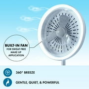 NuBrilliance Beauty Breeze LED Lighted Mirror with Built-in Fan and 5x Magnification, Makeup Mirror, Shaving Mirror with Built-in Fan