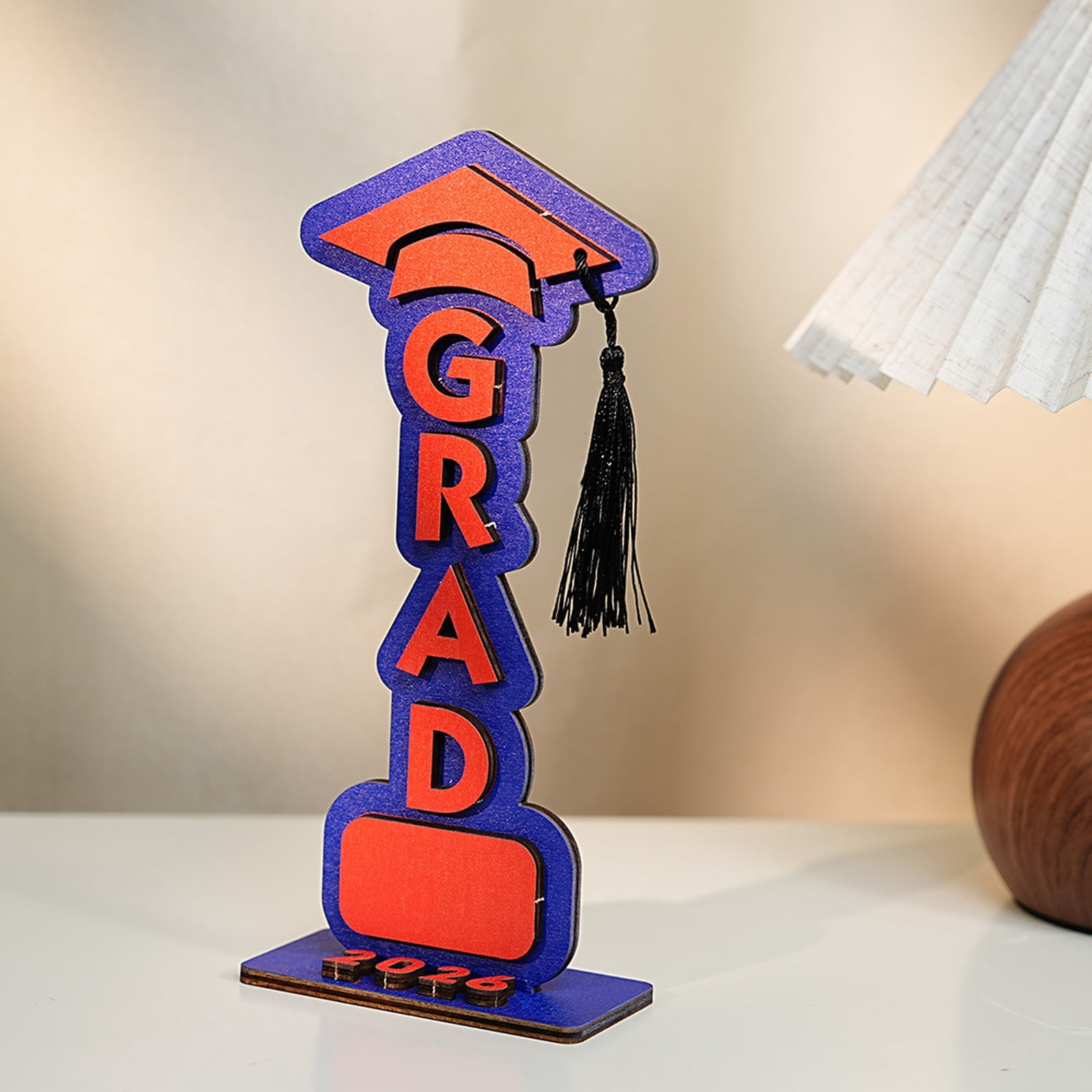 Graduation Decorations 2026 Wooden Grad Tabletop Sign 8.8in Graduation Party Decor, 3D Grad Display with Cap Graduation Season Table Centerpiece Keepsake
