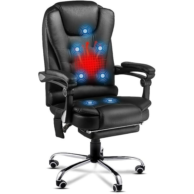 AECOJOY Ergonomic Reclining Office Chair, Heat & Massage High Back Desk ...