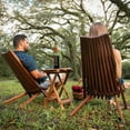 thumbnail image 3 of Melino Wooden Folding Tamarack Chair Low-Profile Outdoor Lounge Seating, Chestnut, 2 Pack, 3 of 9