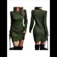 thumbnail image 2 of Suéter Corto Elegante de Larga con Cuello Redondo para Mujer, Ajustado, Elegante, para Otoño e Invierno, Minivestido de Punto Verde XXL, 2 of 7