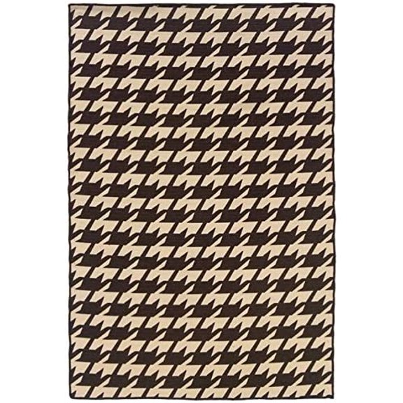 Riverbay Furniture 5' x 8' Hand Woven Houndstooth Wool Rug in Brown