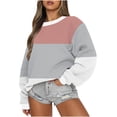 thumbnail image 1 of Pisexur Chandails en Molleton pour Femmes Col Rond Patchwork Colorblock Chandail Mode Décontracté Manches Longues pour Femmes Chandails en Molleton Amples pour Femmes, 1 of 5