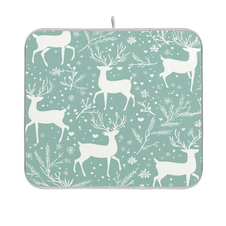 

Dish Drying Mats Double Sided Reversible Kitchen Drying Mat with Hanging Loop White Elk