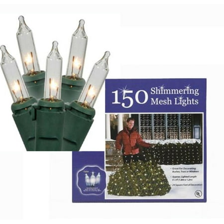 4' x 6' Clear Twinkling Mini Net Style Christmas Lights - Green Wire