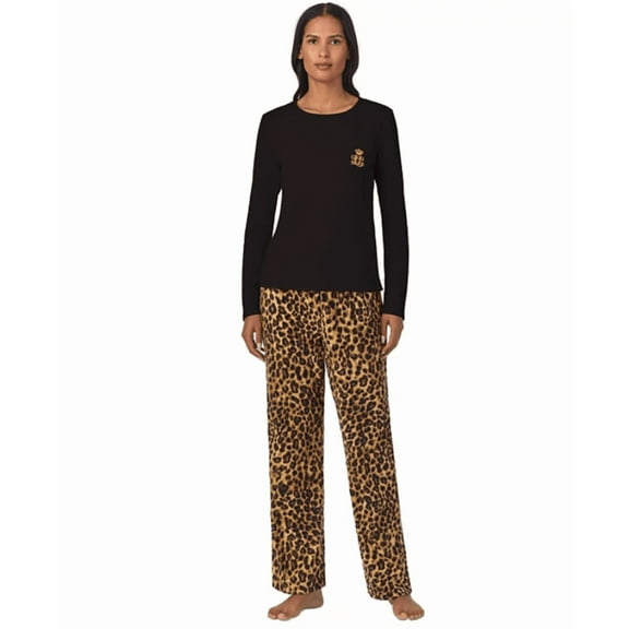Lauren Ralph Lauren Women's Long-Sleeve Crewneck Pajama Set, XL