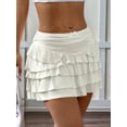thumbnail image 5 of Flowy Skirts for Women Ruffle Bow-Knot Skorts Mini Skirts High Waisted Teen Gilrs Tennis Skort Summer Skirts White XL, 5 of 8
