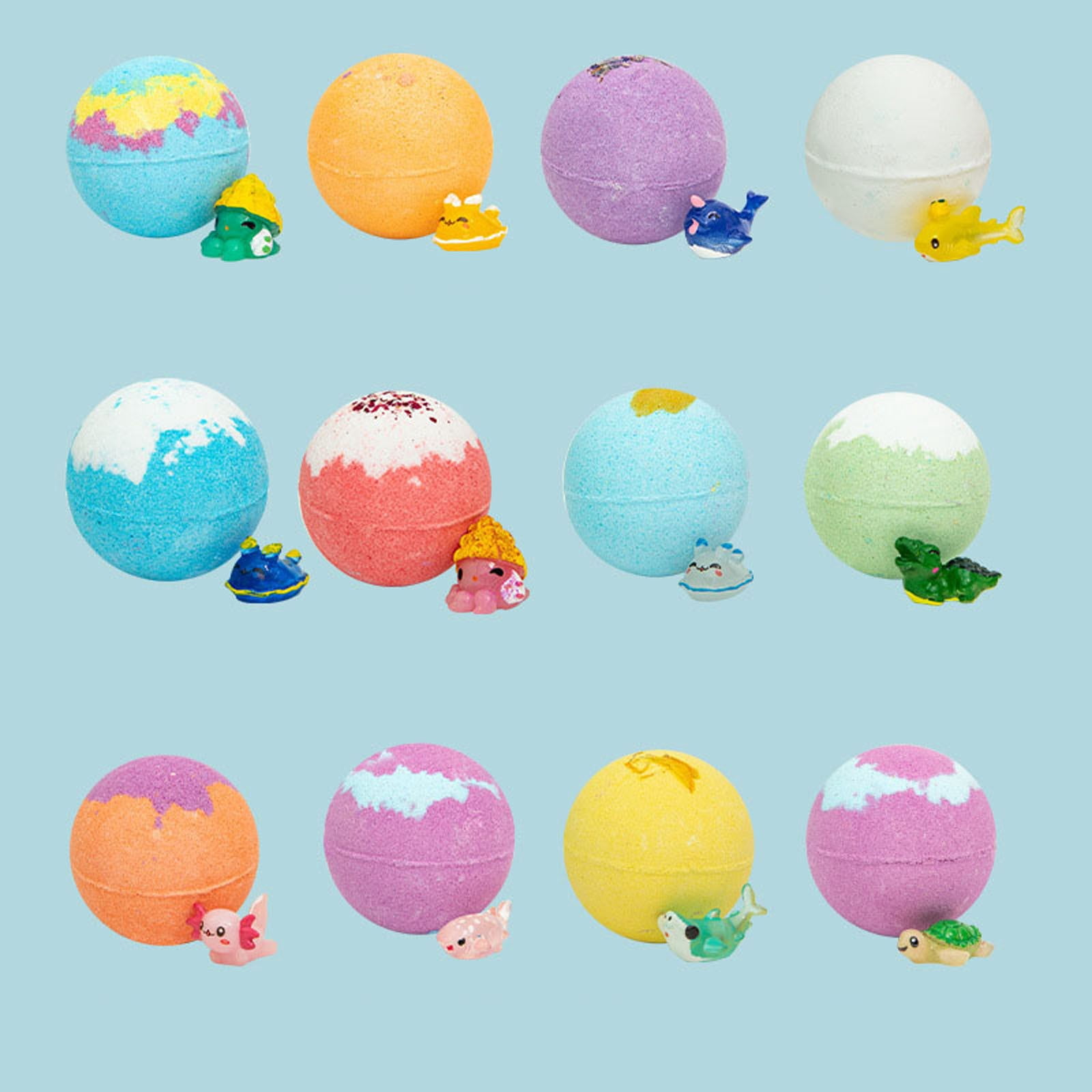 12PCs Ocean Theme Bath Bombs Box Set,Natural Mega Bubble with Surprise Toy Inside,Essential Oil Bubble for Women,Mother Birthday Gifts Inside,Fun Bubble Set,Ideal Stuffers For Family
